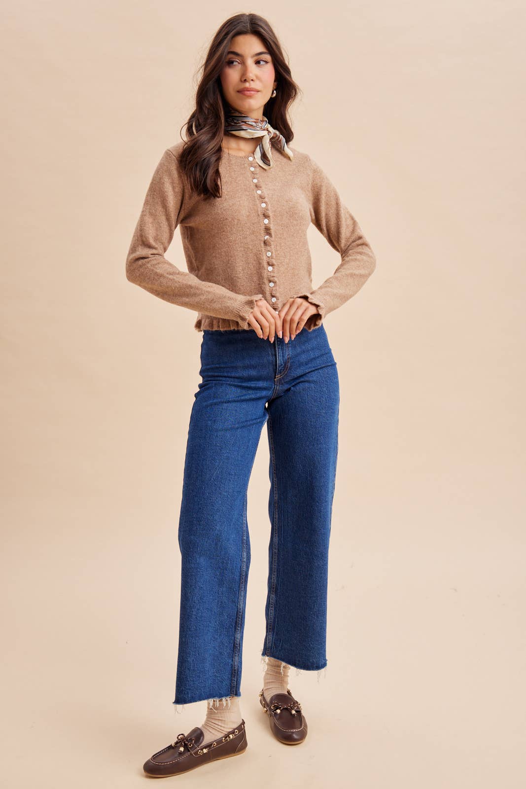 RUFFLED KNITTED CARDIGAN