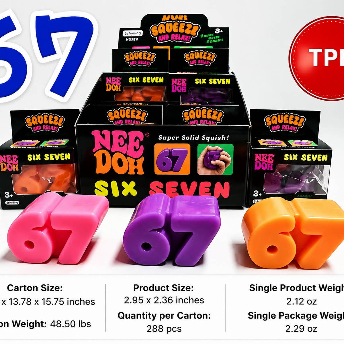 CWMM14330-67 NUMBER SQUISHY STRESS RELIEF FIDGET TOY