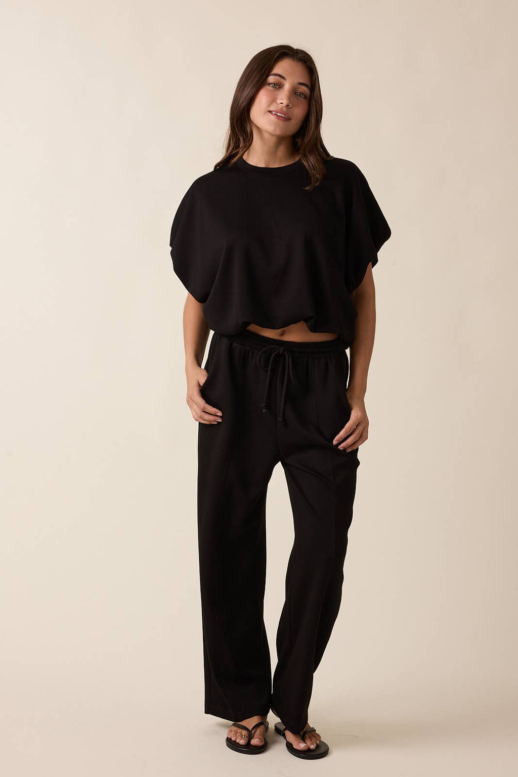 Black Bubble Hem Top