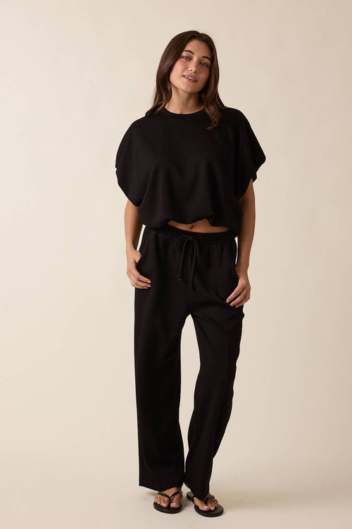 Black Bubble Hem Top