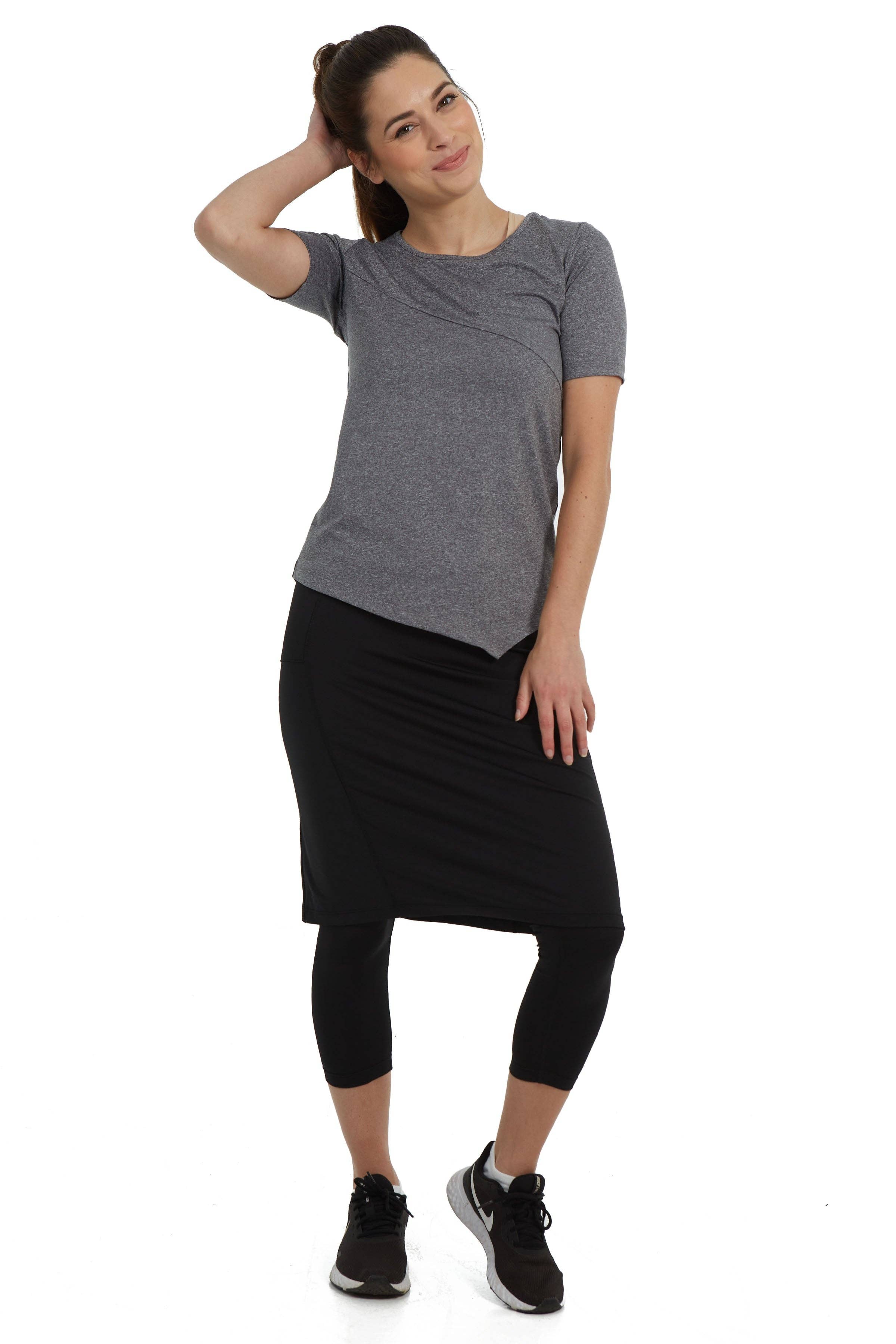 Snoga Sport Skirted Leggings with Double Pockets - Black
