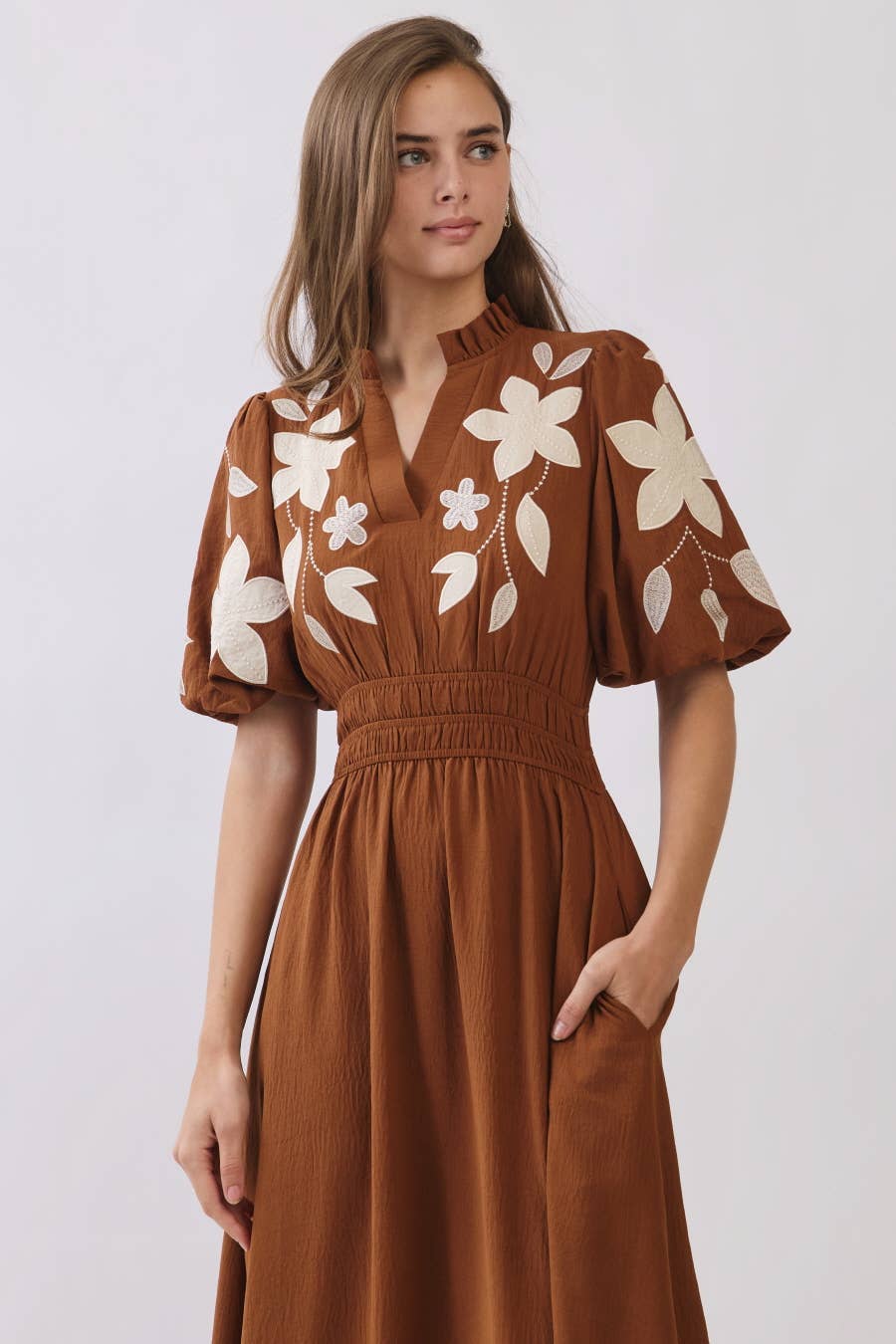 Plus Embroidered Midi Dress