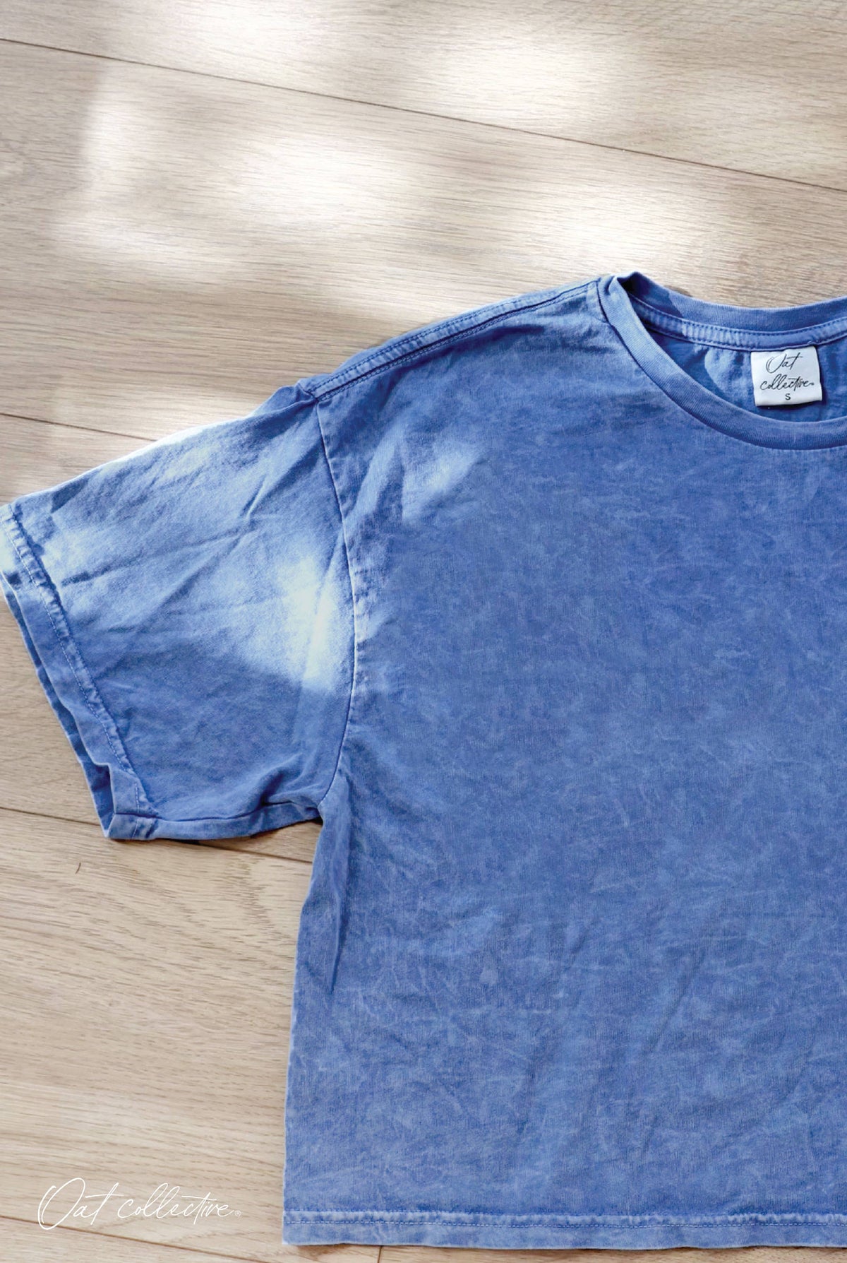 Denim Blue Grace Upon Grace Cropped Mineral Wash Tee