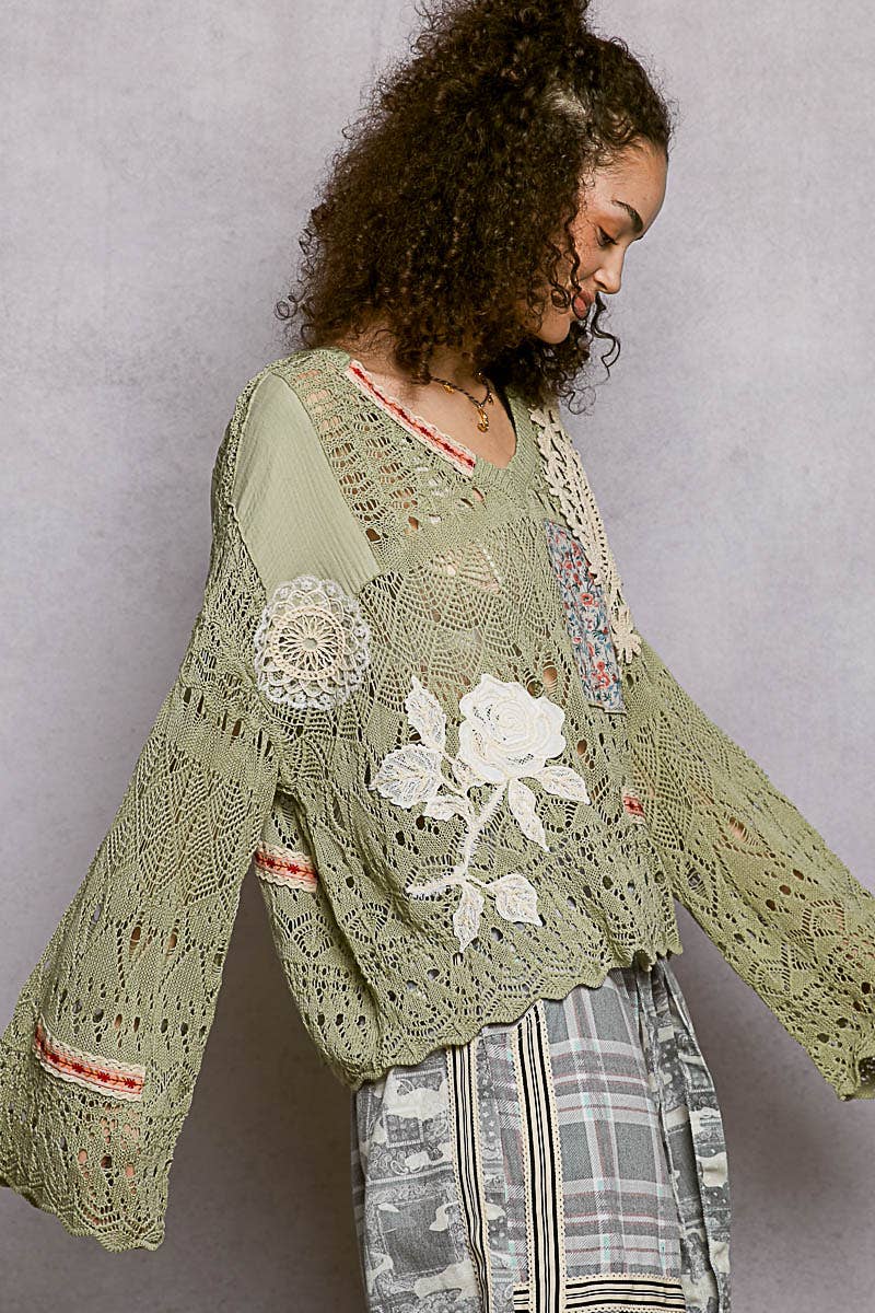 Chartreuse Green Oversized Sweater Top