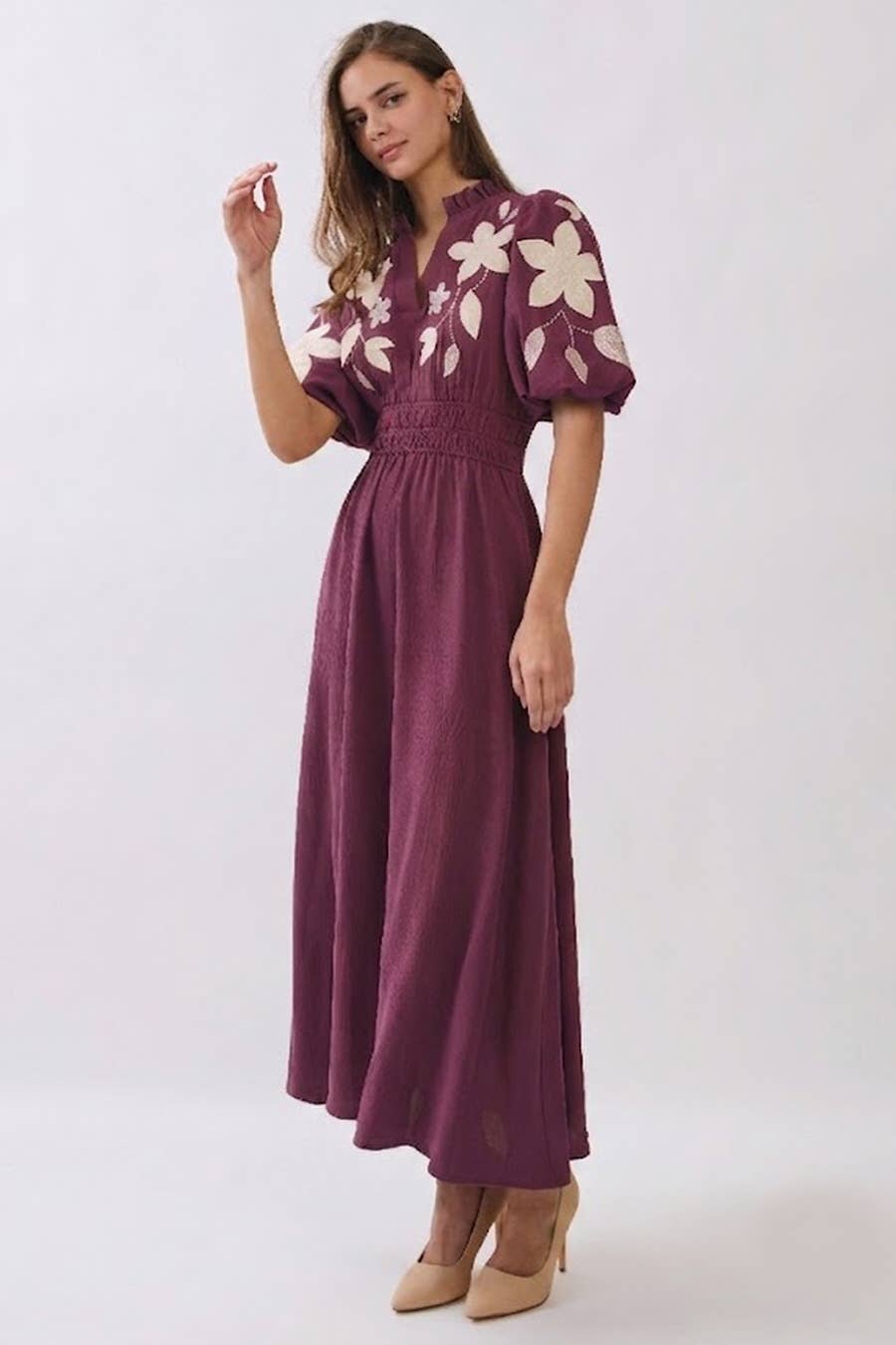Embroidered Midi Dress