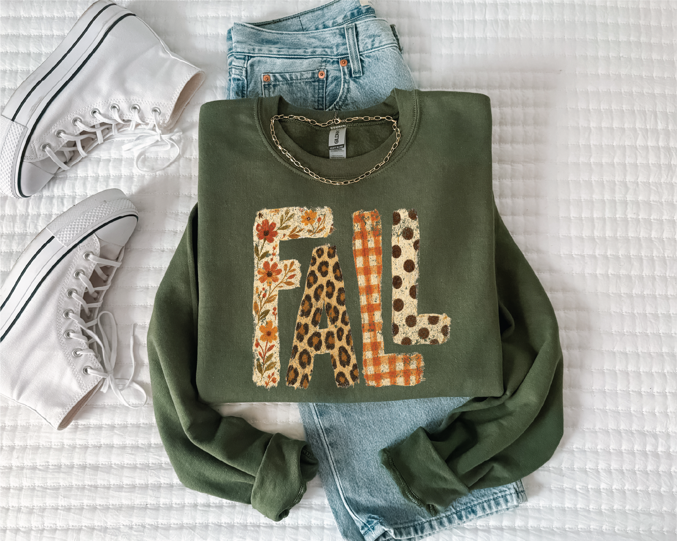 Fall Pattern Letters Graphic Sweatshirt