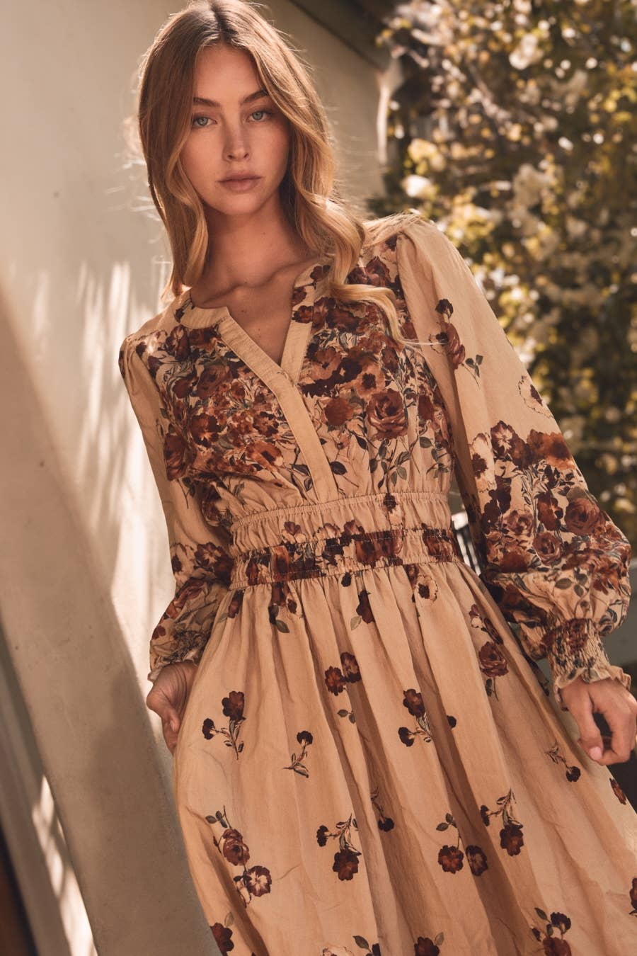 Plus Floral Border Printed Midi Dress