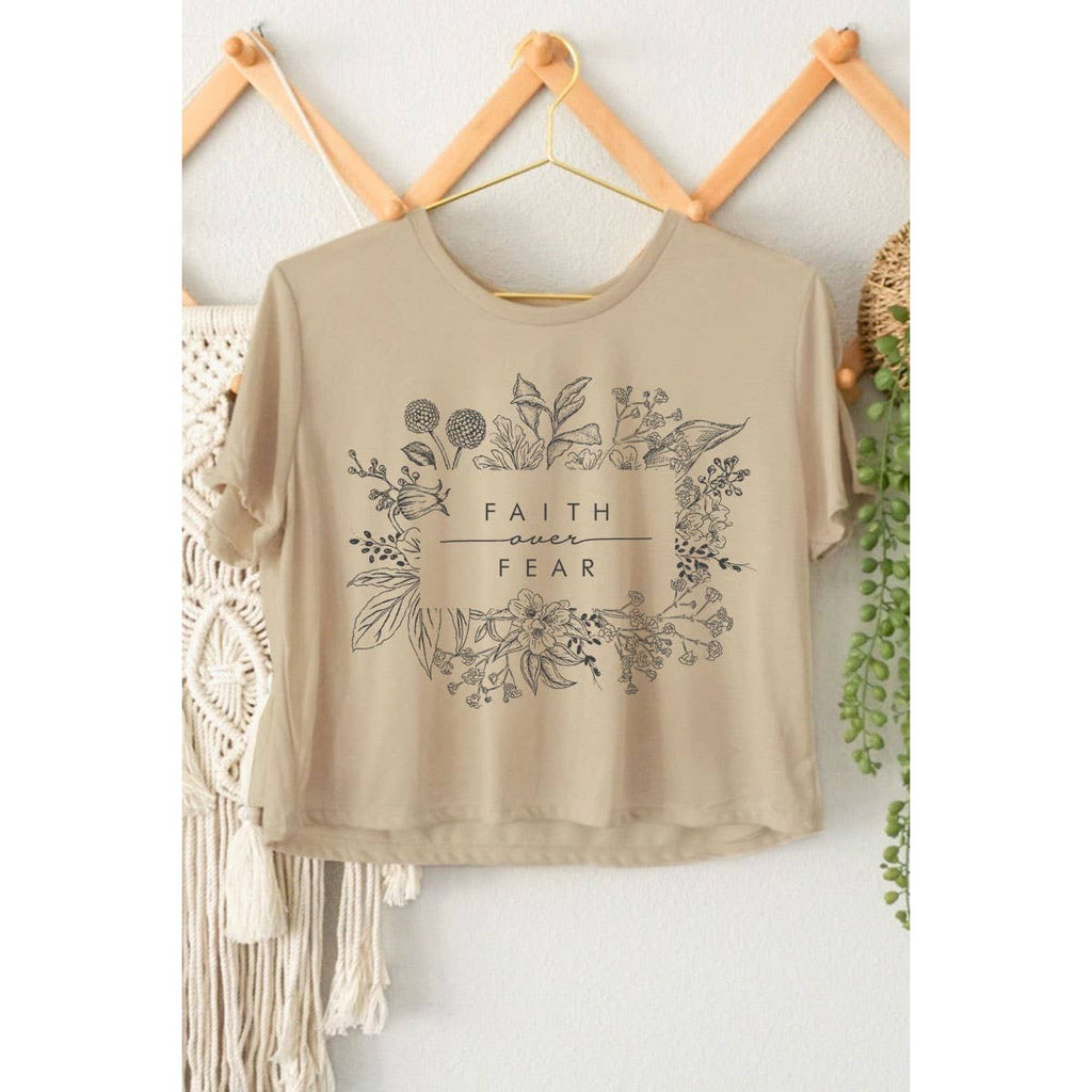 FAITH OVER FEAR GRAPHIC CROP TOP