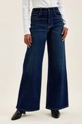 Dark Denim High Waist Retro Wide Jeans - Judy Blue