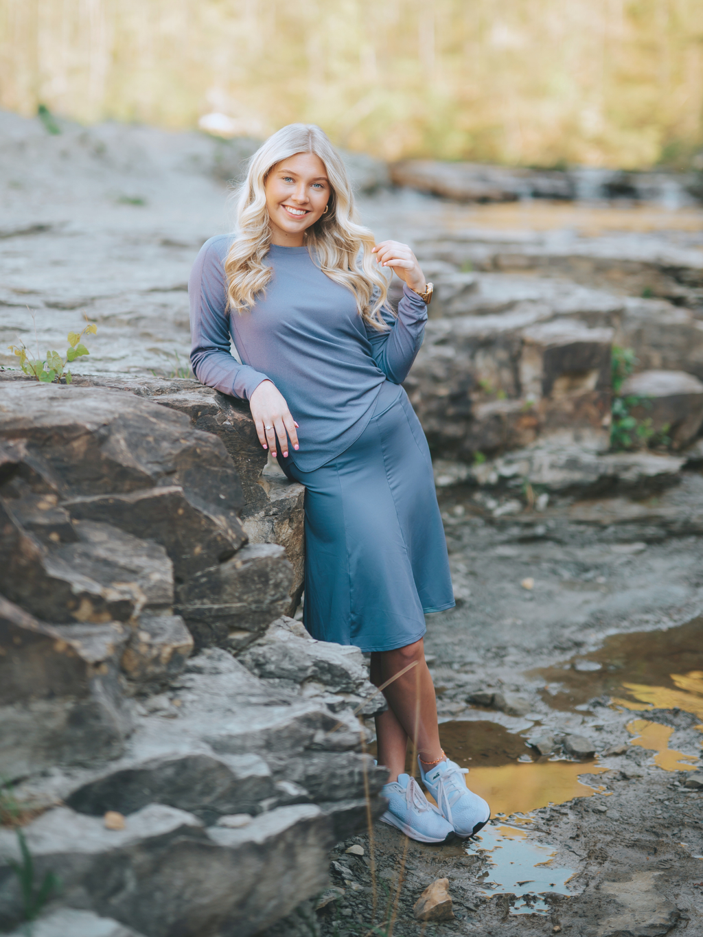 Ballet Style Fit & Flare Skort - Blue Granite