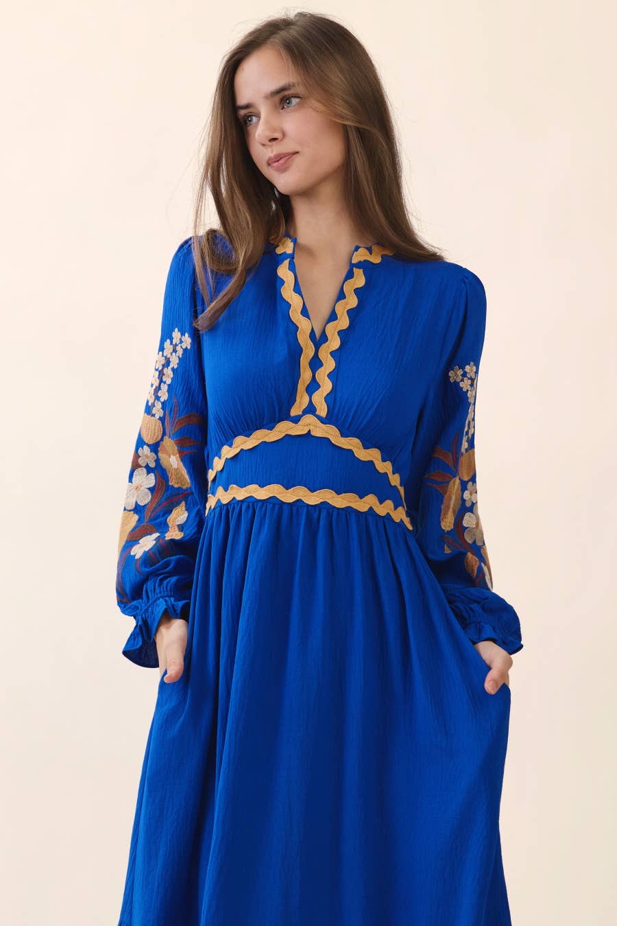 Embroidered Tiered Midi Dress