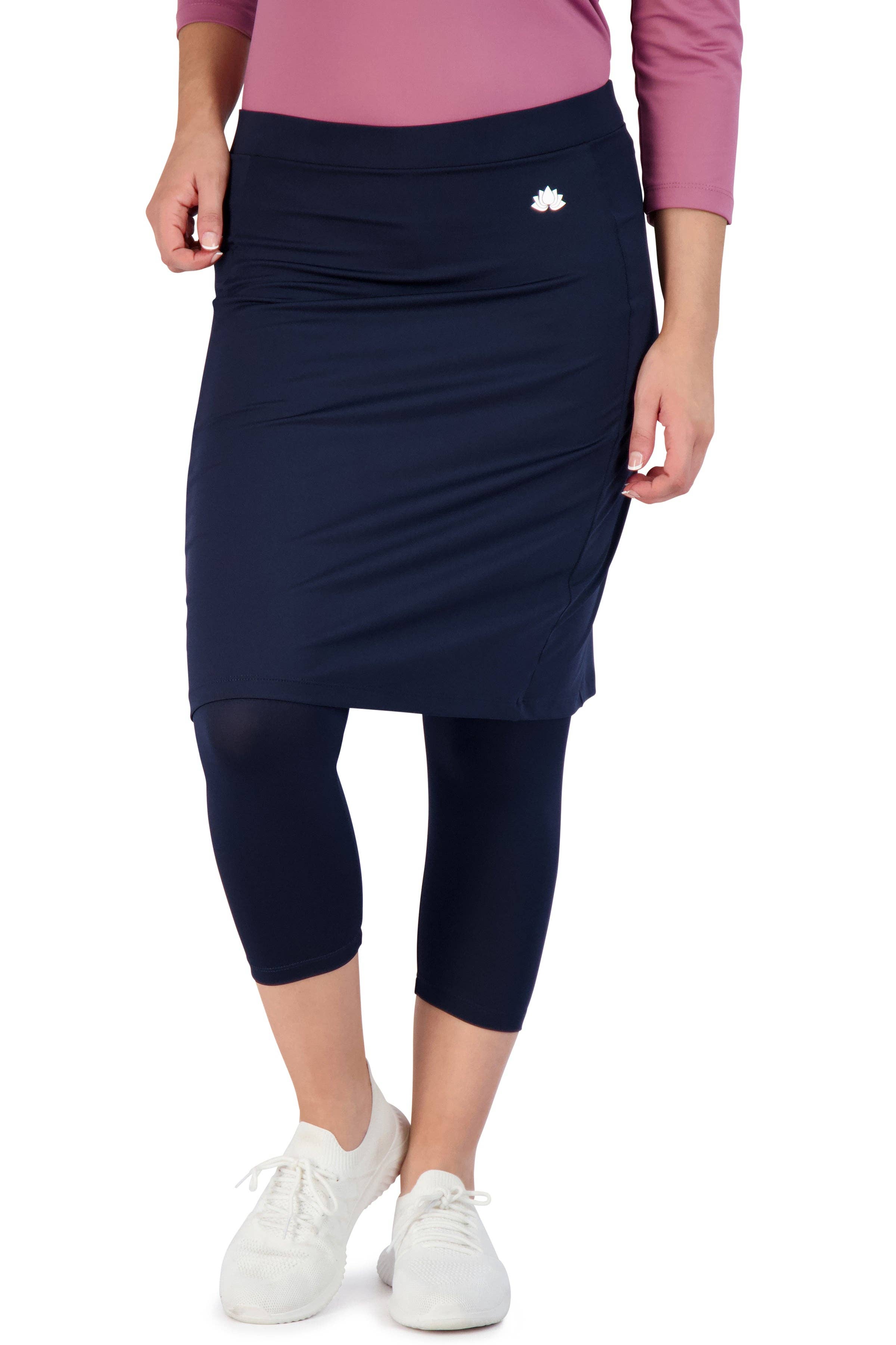 Snoga Women's Modest Fit Skirted Leggings - 22" Navy