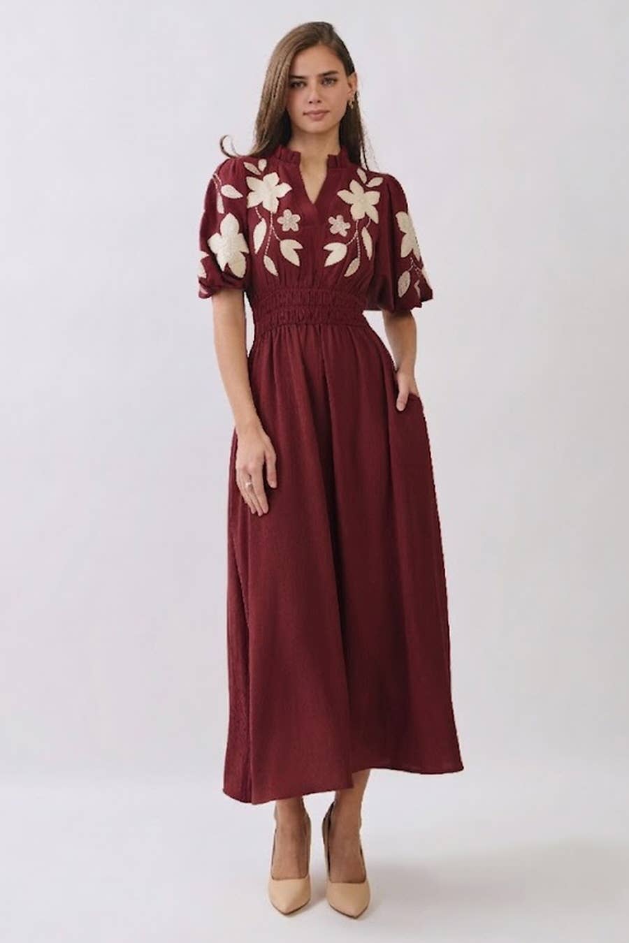 Embroidered Midi Dress