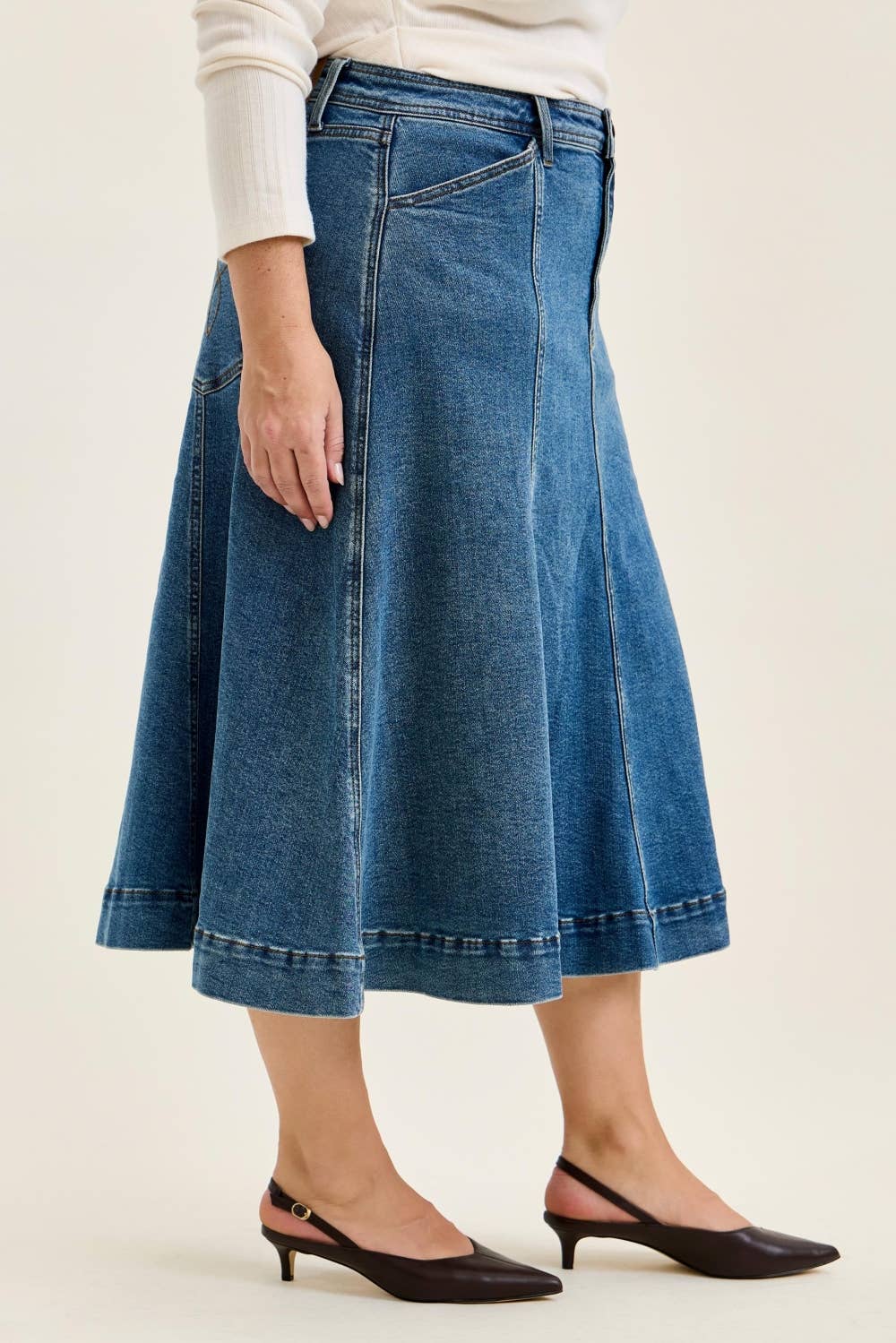 High Waisted Lasso Skirt Medium Stone (Plus) - Judy Blue