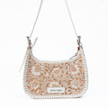 Loyal West Dannia Medium Purse - Ivory Dust  Handtooled Leather And Calfskin