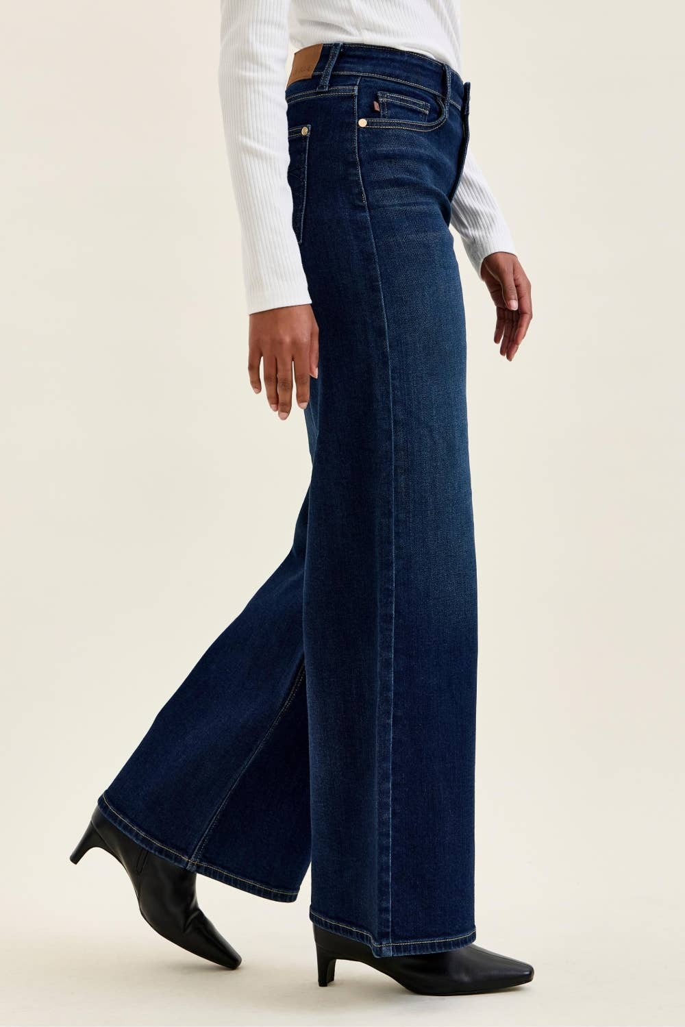 Dark Denim High Waist Retro Wide Jeans - Judy Blue