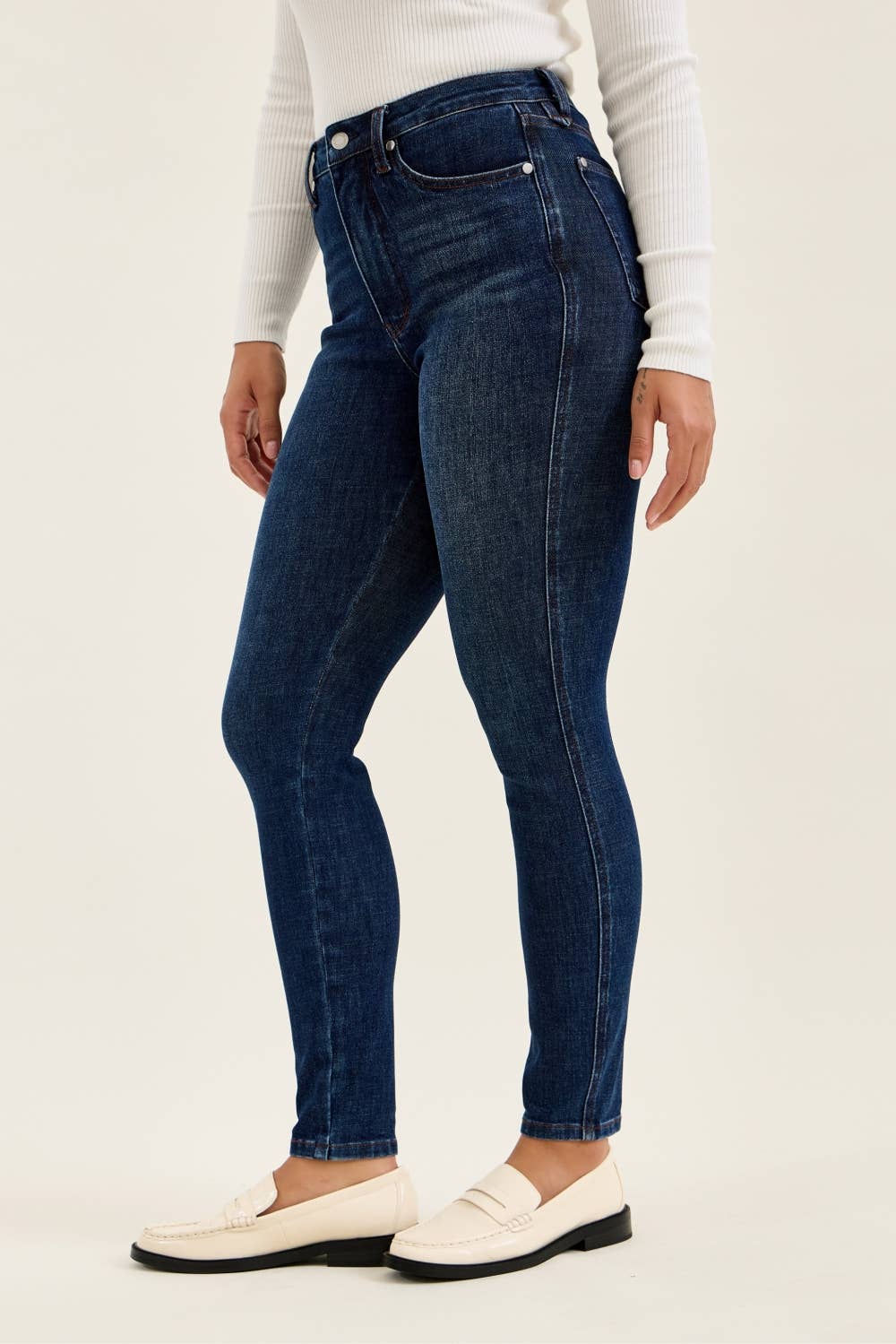 High Waist Dark Wash Bandana Skinny Jeans - Judy Blue