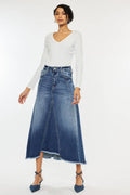 Stone Wash Mid Length Skirt - Kan Can