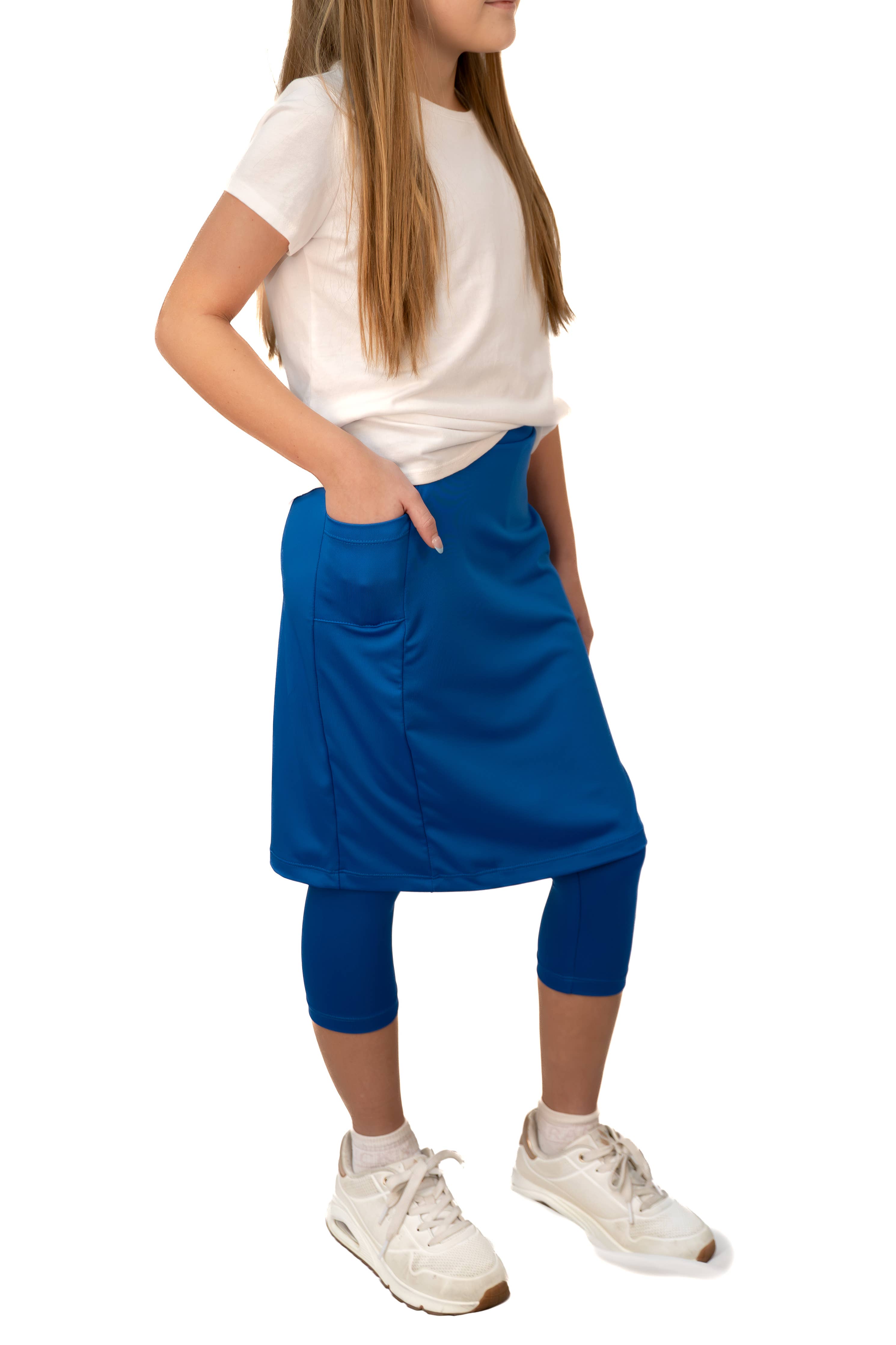 Snoga Girls Modest Fit Skirted Leggings - Iris Blue