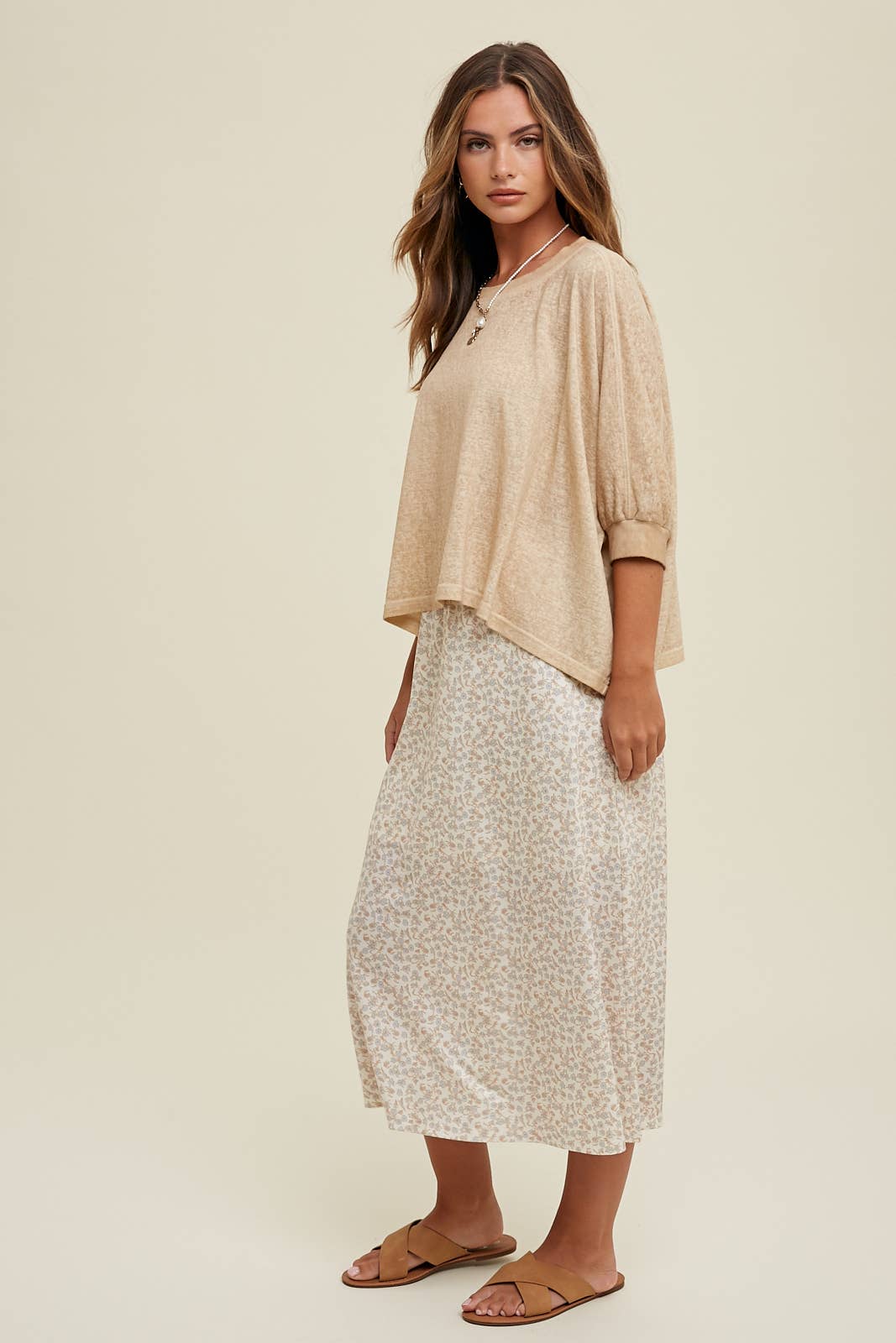 Taupe Boxy Relaxed Fit Top