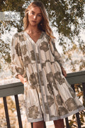 Plus Botanical Printed Pintuck Dress